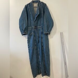 Etica Liv Asymmetrical Denim Jumpsuit Womens M Utility Deep VNeck Ethically Made